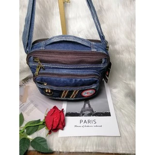 แฟชั่นกระเป๋าสะพายหูถือรุ่นผ้ายีนต์ใบใหญ่