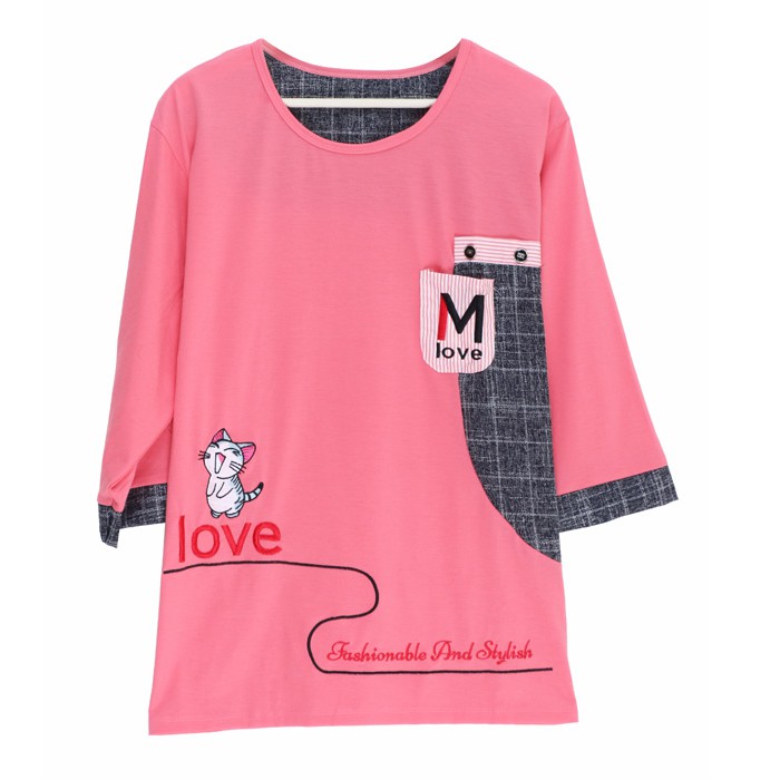 KATUN MM 18247-G JUMBO COTTON TOP 24S 3/4 SLEEVE COMBINATION LD 122 CM FIT TO XXXL MISMODE SVL