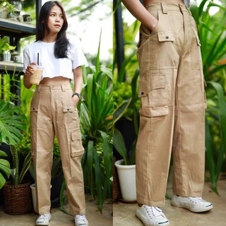 🔥กางเกงคาร์โก้ ทรงช่างกระเป๋าเว้า ใส่ได้ทั้งหญิงชาย ผ้าเวสปอยมือ1