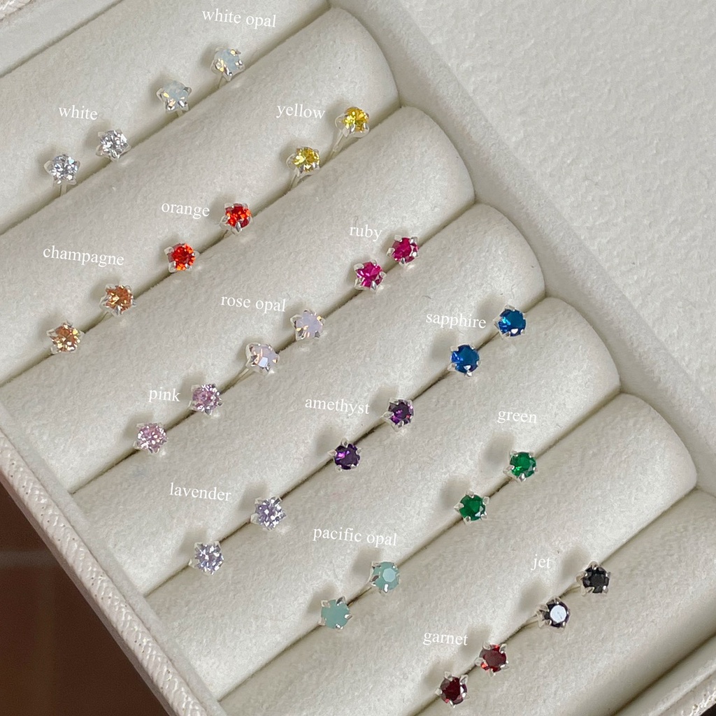 SissyJewelry // ต่างหูเงินแท้ รุ่น Gem stud (3mm)