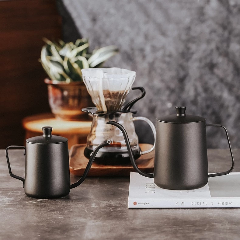 กาดริปกาแฟ ดริปเปอร์กาแฟ กาดริปพร้อมฝาปิด Coffee kettle 350ml 600ml  ชงชา กาแฟสด กาดริป ใช้กับเตาไฟฟ้าได้ Deebillion thumbnail 8