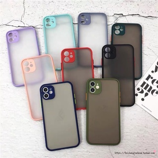 Zเคสขอบสีหลังขุ่นสำหรับไอโฟน ใช้สำหรับ iPhone 6 6s X XR Xs Max 11 12 Pro Max 12 Mini  TPU Case เคสไอโฟน เคสหลังด้านขอบสี