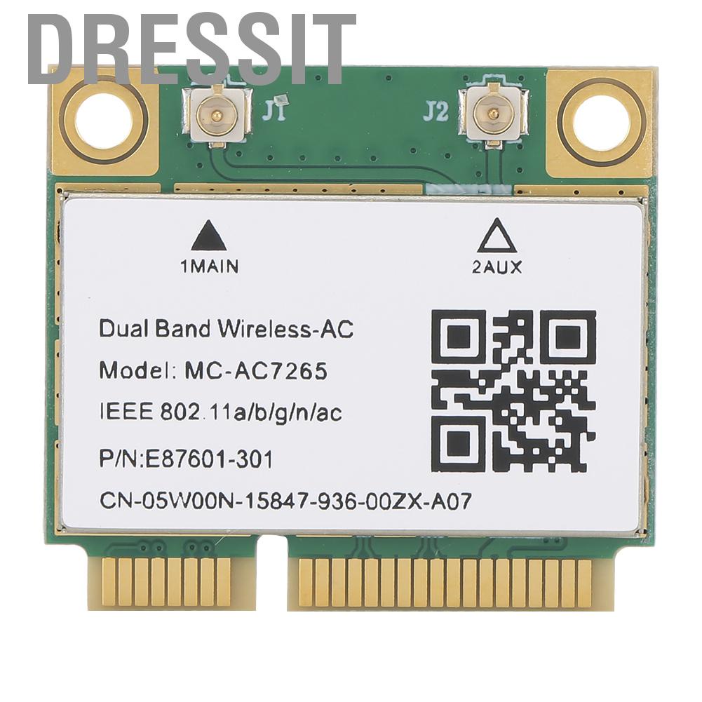 Dressit MC - AC7265 Mini Dual Band Wireless Network Card  PCI-E High Speed ​​Bluetooth Portable Internet Adapter Suitable for Desktop PCs Laptops and All-in-1s