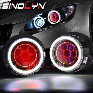 2 . 5   Hid Bixenon โปรเจคเตอร์เลนส์ Cob Led Angel Devil Demon Eyes Halo สีฟ้าสําหรับติดด้านหน้ารถยนต์รถมอเตอร์ไซค์ H 1 H 4 H 7 Rhd