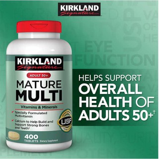 Kirkland Signature Adult 50+ Mature Multi Vitamins &amp; Minerals, 400 Tablets วิตามินรวมสำหรับช่วงอายุ 50 ขึ้นไป .