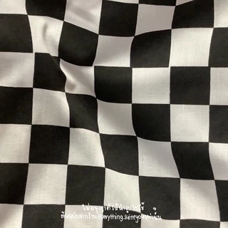 ♡ พร้อมส่ง ♡ ผ้าปูโต๊ะลายหมากรุก ผ้าปูลายตารางสีขาวดำ ผ้าปูถ่ายสินค้า Fabric checkerboard Pattern