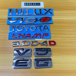 โลโก้  Hilux สติ๊กเกอร์  toyota  Hilux vigo Champ 3.0 D4D E V G J สีเงินชุบ ราคาต่อชิ้น