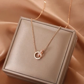 สร้อยคอจี้เเฟชั่น สไตล์เกาหลี ชุบทอง 18K ไทเทเนียม ประดับจี้หลากหลายแบบ แฟชั่น สำหรับผู้หญิง