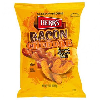 ✨นาทีทอง✨ Herrs Bacon  Cheddar ข้าวโพด ทอด กรอบ รส เบคอนเชดดาร์ชีส 184 กรัม คุณภาพระดับพรีเมี่ยม