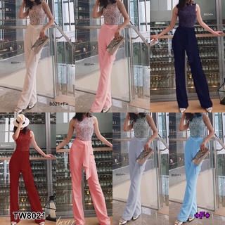 8021 Jumpsuit จั๊มสูทขายาว + สายผูกเอว