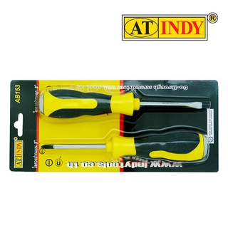 AT INDY 2 Pcs. Knockable Screwdriver TPR Handle ไขควง 2 ตัวชุด แบน+แฉก (ด้ามตอกได้) AB153-186