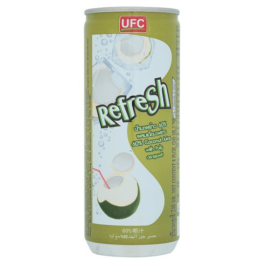 🚚💨พร้อมส่ง!! ยูเอฟซี รีเฟรช น้ำมะพร้าว 60% ผสมเนื้อมะพร้าว 240มล. UFC Refresh 60% Coconut Water with