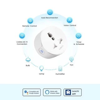 ปลั๊กไวไฟ IWACHI Smart Socket สมาร์ทปลั๊กไฟ 10A/2300W ปลั๊กไฟ wifi การควบคุมระยะไกล สั่งงานด้วยเสียง