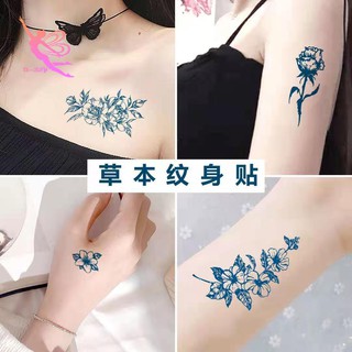 แทททูผีเสื้อ แทททูมินิมอล แทททู แทสทู แทคทูรอยสัก แทททูรอยสัก ┇▧Cherry blossom herbal tattoo สติ๊กเกอร์น้ำพืช กระดูกไหปล