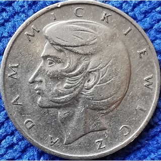 เหรียญ​ต่างประเทศ​ โปแลนด์​ Poland, 10 Zlotych, #1014T, (วาระที่ระลึก​ Adam Mickiewicz), ใช้แล้ว​