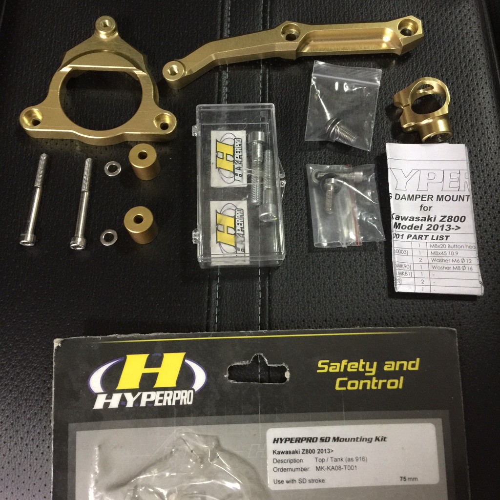 ขาจับกันสะบัดแท้ HYPERPRO สำหรับ Z800 สีทอง อุปกรณ์ครบ มือสองสภาพสวยๆ