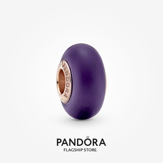 Pandora charm แก้วมัราโน่ ชุบโรสโกลด์ 14k เนื้อแมตต์ สีม่วง ของขวัญวันหยุด สําหรับผู้หญิง p804