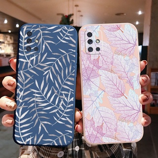 เคสโทรศัพท์มือถือ ขอบสี่เหลี่ยม ลายใบไม้ สวยงาม สําหรับ Samsung Galaxy A31 A32 4G A52 A72 5G A11 A51 A71 A10S A50 A30S A20S M42