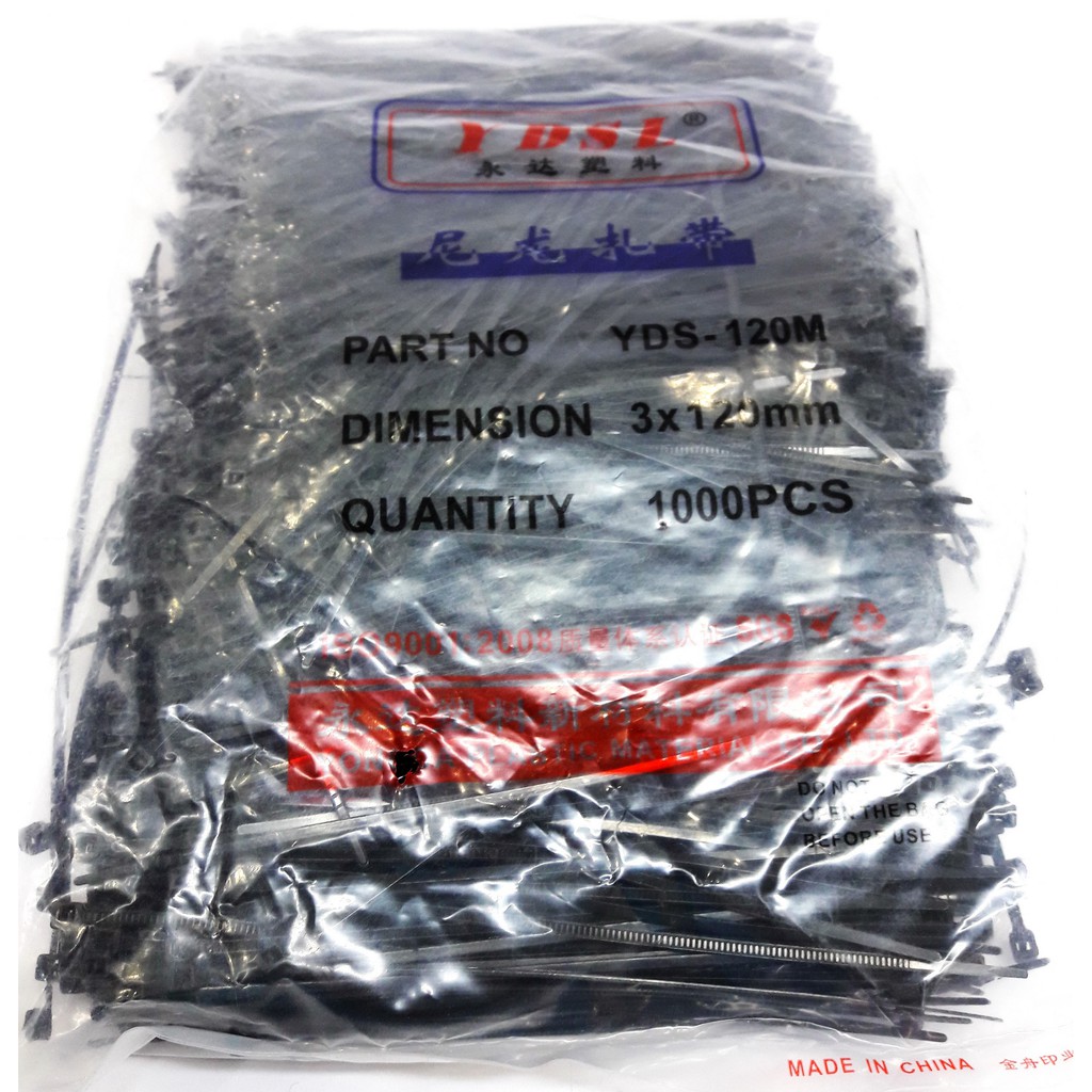 สายรัดเคเบิ้ลไทร์  cable tie  YDS-120M  3X120 MM (สีดำ) 950PCS  **ยาว  4.5  นิ้ว**