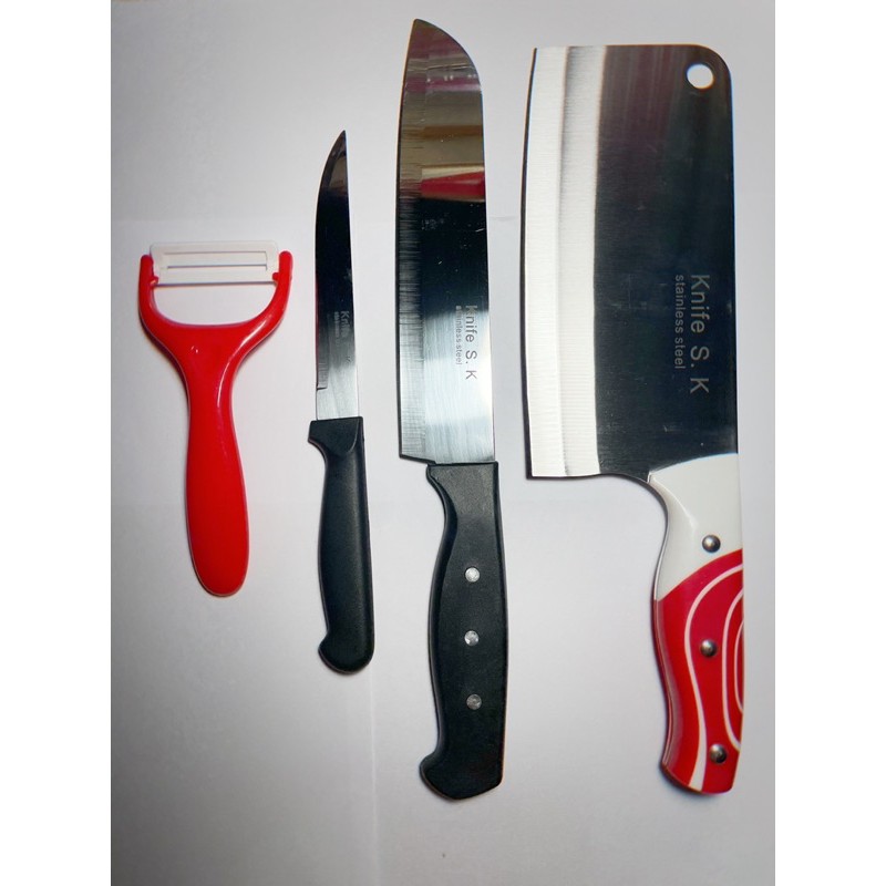 ชุดมีดและอุปกรณ์ทำครัว เซ็ต4ชิ้น คุณภาพดี Knife S.K