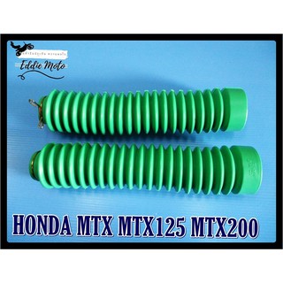 HONDA MTX MTX125 MTX200 FRONT FORK BOOT RUBBER "GREEN" &amp; BELT STRAP  // ยางหุ้มโช๊ค สีเขียว พร้อมเหล็กรัดปลาย