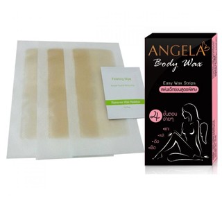 Angela Body Wax แผ่นแว็กซ์สูตรพิเศษ กำจัดขน พร้อมแผ่นออยล์ (1 กล่อง / 6 แผ่น)