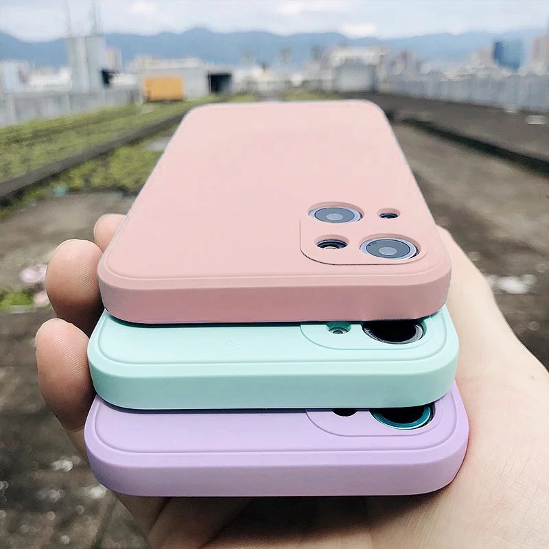 เคสโทรศัพท์มือถือซิลิโคน TPU นิ่ม กันกระแทก สีแคนดี้ สําหรับ iPhone 14 13 Pro Max 14 Plus 13 Mini