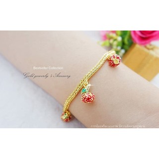 สร้อยข้อมือลงยา​หุ้มทองคำแท้ 5 ไมครอน