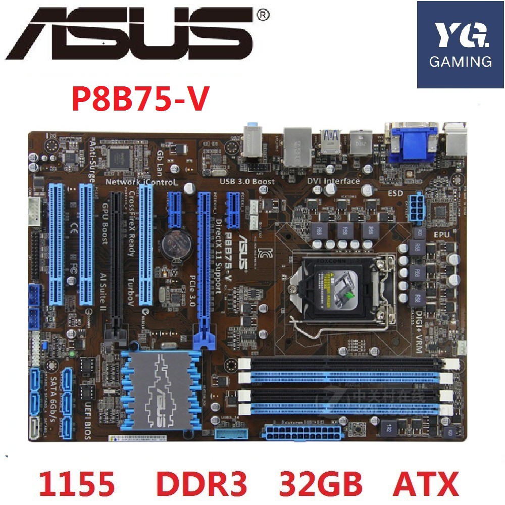 Asus P8B75-V Desktop Motherboard B75 Socket LGA 1155 i3 i5 i7 DDR3 32G uATX UEFI BIOS Original Used Mainboard On Sale