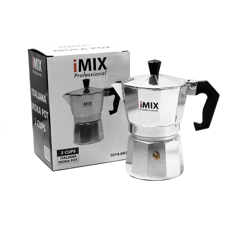 เครื่องใช้ในบ้าน หม้อต้มกาแฟสดมอคค่าพอท (MOKA POT) อลูมิเนียม 3 ถ้วย iMIX 1614-097