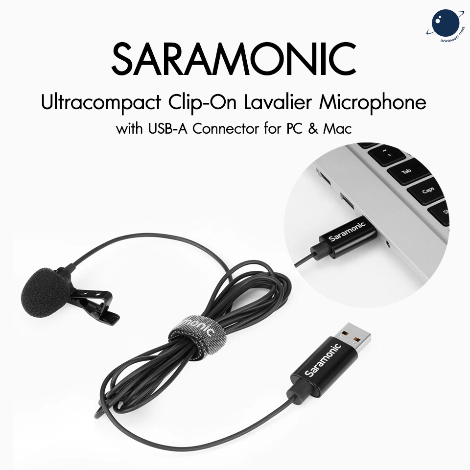Ultracompact Clip-On Lavalier Microphone with USB-A Connector for PC &amp; Mac ประกันศูนย์ไทย
