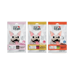 โปรโมชั่น : Great titan ขนมสุนัข ขนาด 70 Gx12 เลือกรสได้
