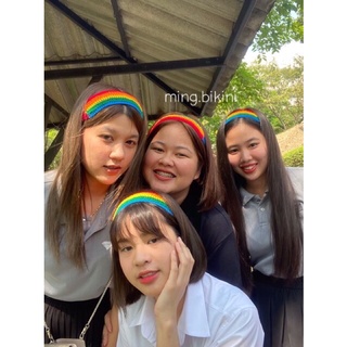 🌈คาดผมไหมพรม สีรุ้งเข้ม สีน่ารัก😊