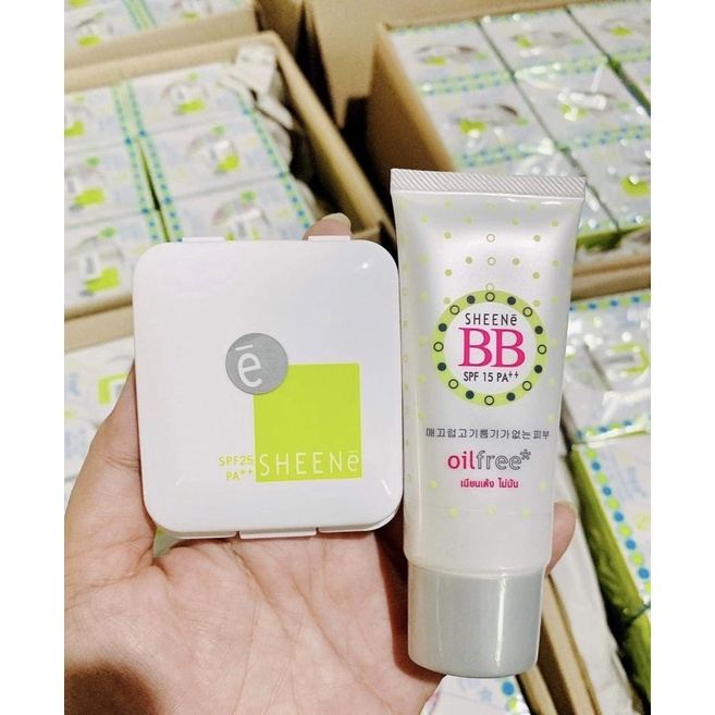 (พร้อมส่ง) (1 แถม 1) Sheene Oilfree แป้งพับชีเน่ ออยฟรี คุมมัน (แป้งรีฟิล+บีบี ครีม15g)