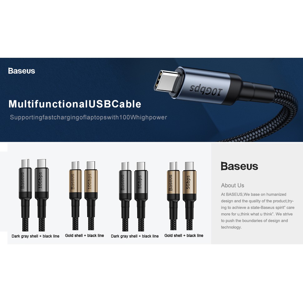 Baseus Cafule PD 2.0 100W Flash Charging Type-C For Type-C Cable(20V 5A) 2M