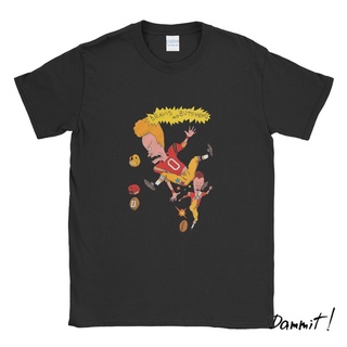 ผ้าฝ้ายคอกลมเสื้อยืด พิมพ์ลายฟุตบอล Beavis And head Dammit90sfrom S-4XL