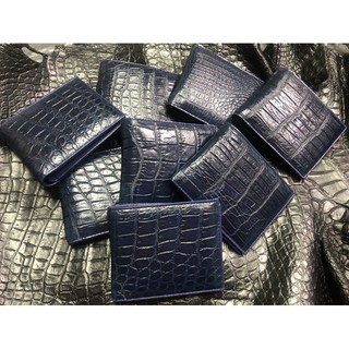 กระเป๋าสตางค์ สีกรมท่า หนังจระเข้ ส่วนท้อง หนังแท้ crocodile skin wallet เรียบหรู ดูดี ของขวัญสำหรับคุณผู้ชาย