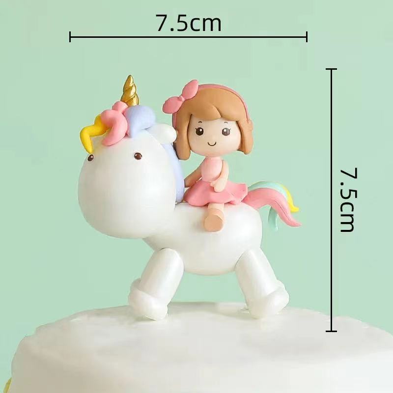 [จุด] หัวใหญ่สีชมพูยูนิคอร์นสาวน่ารักเค้กวันเกิดตกแต่งตกแต่งโต๊ะขนมเบเกอรี่พรรคแต่งตัวอุปกรณ์เสริม