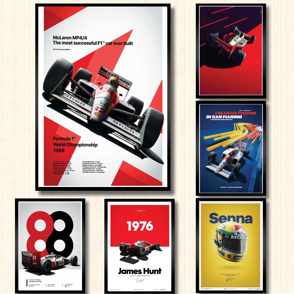 โปสเตอร์และพิมพ์ร้อน Ayrton Senna F1 สูตร World Champion Wall Art ภาพวาดภาพโมเดิร์นสําหรับ Home Room Decor