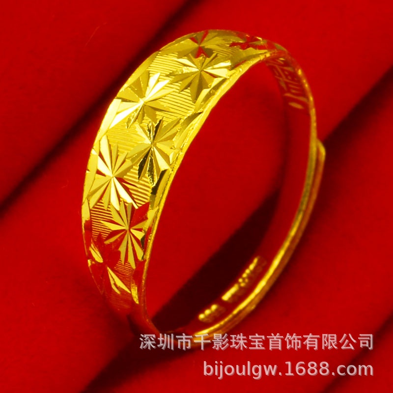 แหวนทองแท้ 999 ฟุตทองชายและหญิงแหวนสดแต่งงานเครื่องประดับคู่ของขวัญแฟนแม่