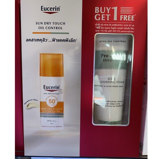 EUCERIN SUN DRY TOUCH 50ML. FREE SOFT CLEANSING FOAM 150 G