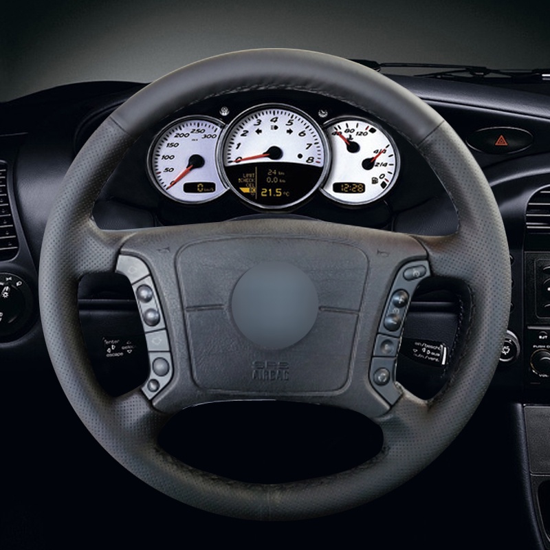 Hand-stitched สีดําหนังเทียมพวงมาลัยรถสําหรับ BMW E46 318i 325i E39 E53 X5 จัดแต่งทรงผม