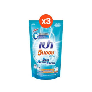 PAO Win Wash น้ำยาซักผ้า สูตรเข้มข้น เปา วินวอช Blue Active Fresh 700 มล. 3 ถุง