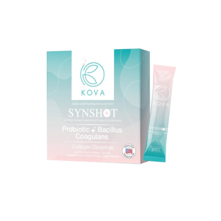 KOVA SYNSHOT ผลิตภัณฑ์เสริมอาหารซินไบโอติก พรีไบโอติกและโพรไบโอติก ผสมคอลลาเจนไดเปปไทด์ ผงเมล่อน