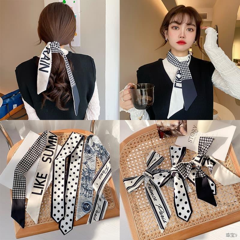 ✨พร้อมส่งจากไทย  ผ้ามัดรัดผม พันคอ ผูกผม  โบว์ติดผม งานเกาหลี ลายแบรนด์ Guc** Chan** Lou** Pra** Cel