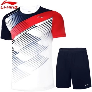 Li Ning เสื้อยืดลําลอง แขนสั้น แห้งเร็ว สําหรับผู้ชาย และผู้หญิง เหมาะกับการเล่นกีฬาแบดมินตัน