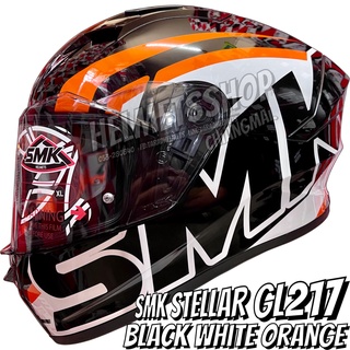 SMK STELLAR GL217  BLACK WHITE ORANGE แว่นชั้นเดียว[ใส] นวมถอดซักได้ ช่องเว้า