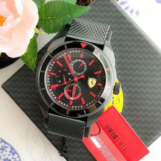 (ผ่อน0%) นาฬิกา ❤️Ferrari❤️ ❤️Forza Chronograph Mesh Bracelet Watch ❤️สายเหล็ก Mesh  ❤️ขนาด 45 mm สีดำ