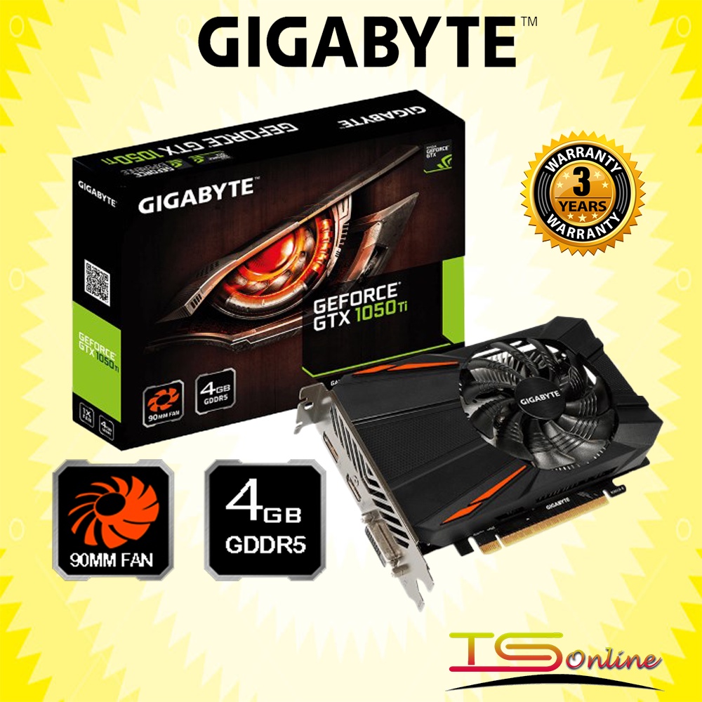 การ์ดจอ Gigabyte GeForce GTX1050 Ti D5 4G GDDR5 (GV-N105TD5-4GD)