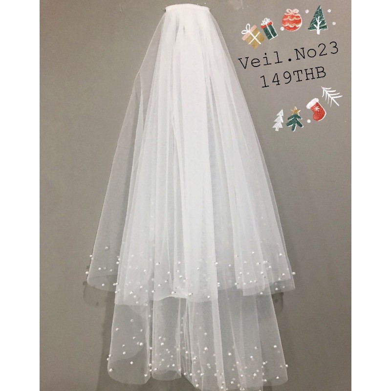 VEIL เวลเจ้าสาว(พร้อมส่ง🇹🇭) เวลประดับมุกด้านปลายเวลมุกแบบยิงเรียงเม็ดงานดีประณีตXxไม่ใช่ปืนกาวยิงXX